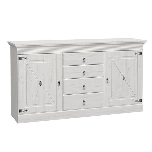 Bufet Cu 2 Usi Si 4 Sertare Encanto, Pin Alb, 171.3 Cm