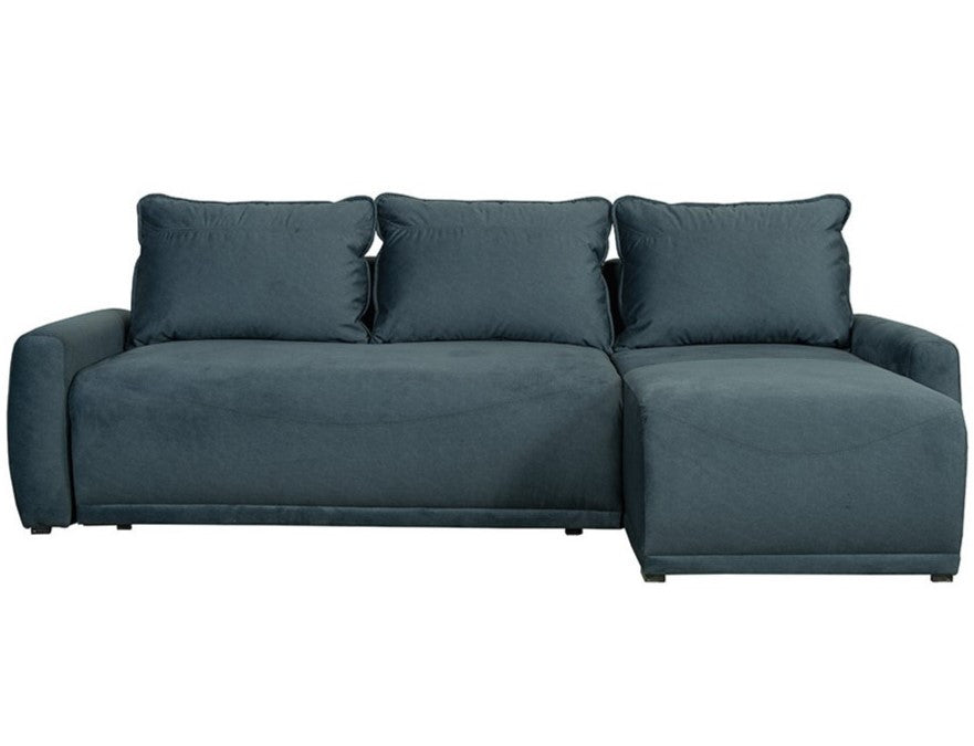 Coltar Extensibil Lea Interschimbabil Stanga/Dreapta, 5 Locuri, Lada Depozitare, Albastru, 256 Cm