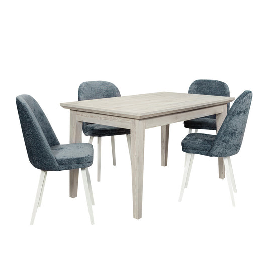 Set masa extensibila Novo Loft cu 4 Scaune Julie, Natur, 120/160 x 76 x 78 cm