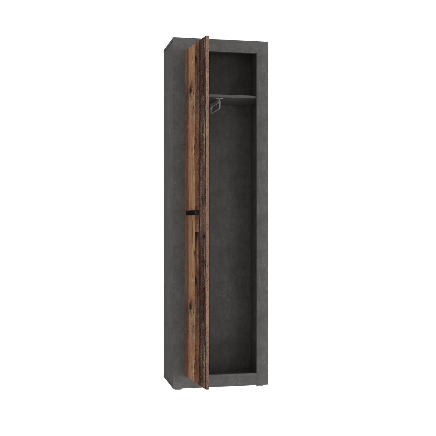 Dulap Zambara, Beton Optic Gri Inchis Si Lemn Vintage, 53.3 Cm