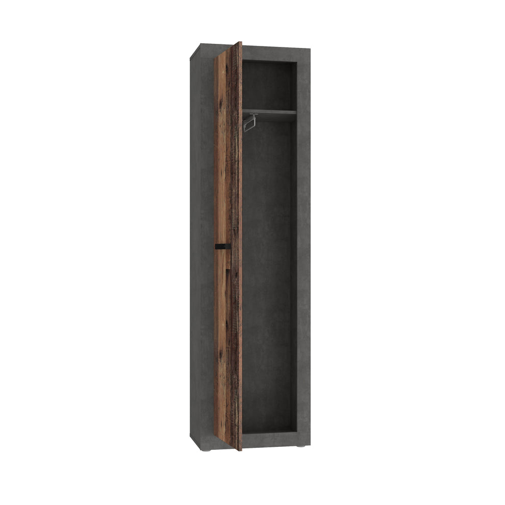 Dulap Zambara, Beton Optic Gri Inchis Si Lemn Vintage, 53.3 Cm