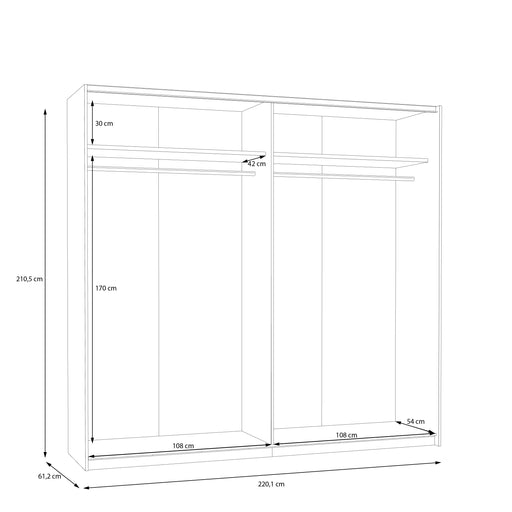 Dulap Praktic, Alb Mat, 220.1 Cm