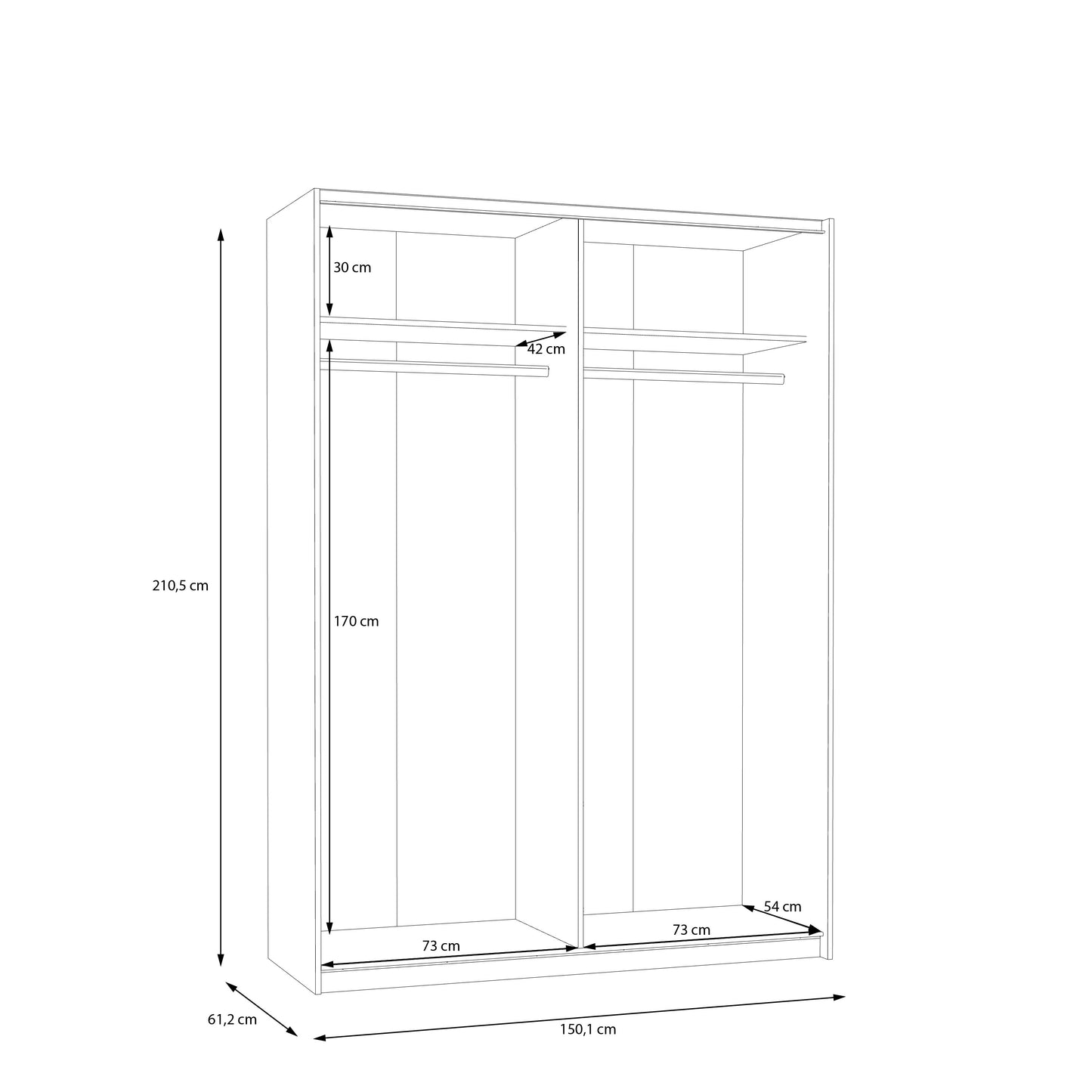 Dulap Praktic, Alb Mat, 150.1 Cm