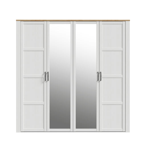 Dulap 4 Usi Blanche, Oglinzi, Stejar Riviera Si Zada Deschis, 215.9 Cm