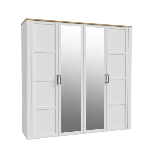 Dulap 4 Usi Blanche, Oglinzi, Stejar Riviera Si Zada Deschis, 215.9 Cm