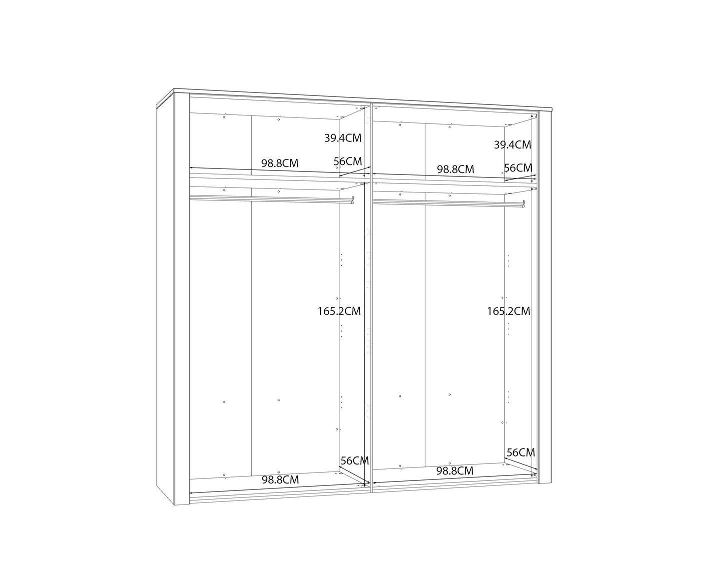 Dulap 4 Usi Blanche, Oglinzi, Stejar Riviera Si Zada Deschis, 215.9 Cm