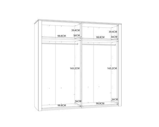 Dulap 4 Usi Blanche, Oglinzi, Stejar Riviera Si Zada Deschis, 215.9 Cm
