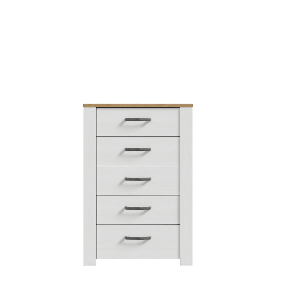 Comoda Cu 5 Sertare Blanche, Stejar Riviera Si Zada Deschis, 71.7 Cm
