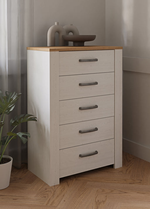 Comoda Cu 5 Sertare Blanche, Stejar Riviera Si Zada Deschis, 71.7 Cm
