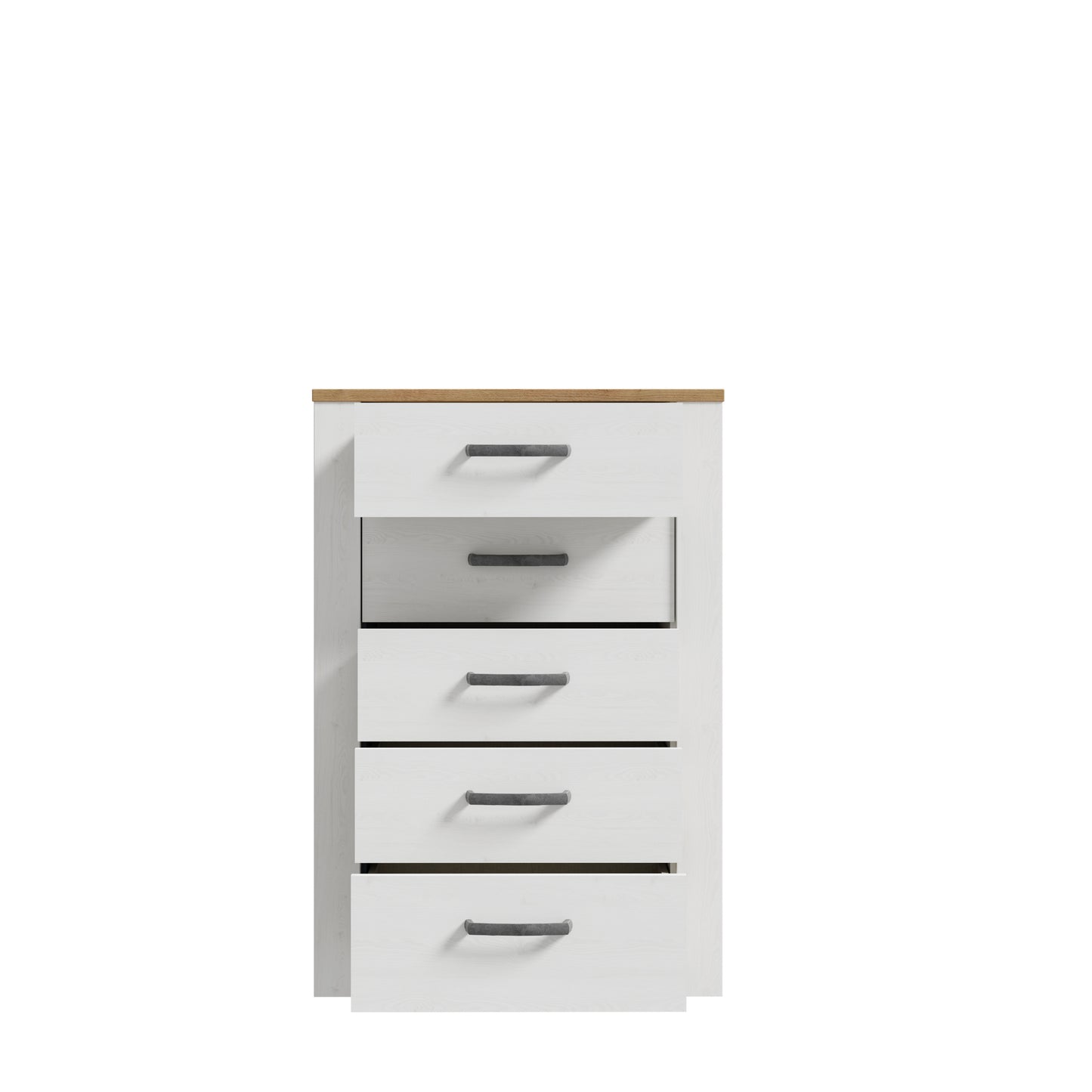 Comoda Cu 5 Sertare Blanche, Stejar Riviera Si Zada Deschis, 71.7 Cm