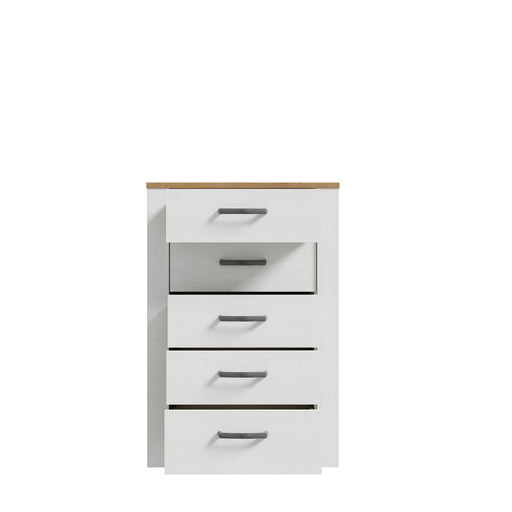 Comoda Cu 5 Sertare Blanche, Stejar Riviera Si Zada Deschis, 71.7 Cm
