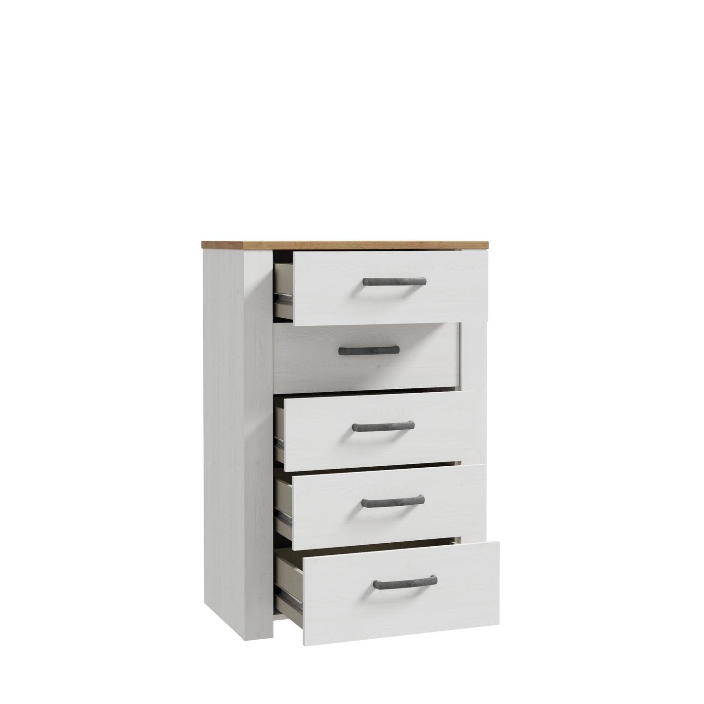 Comoda Cu 5 Sertare Blanche, Stejar Riviera Si Zada Deschis, 71.7 Cm