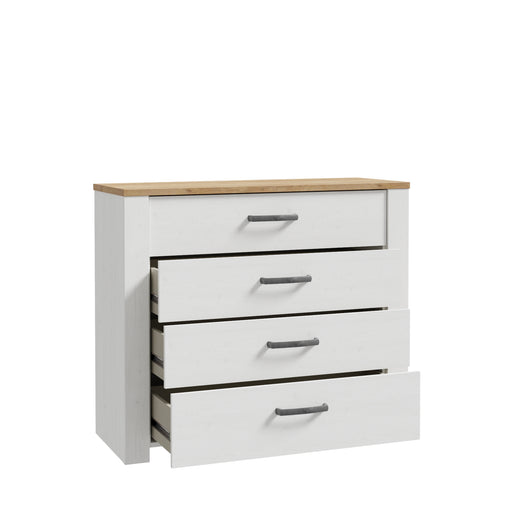 Comoda Blanche Cu 4 Sertare, Stejar Riviera Si Zada Deschis, 101.4 Cm