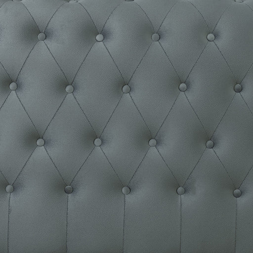 Pat Tapitat Paris, Dimensiune Saltea 160 x 200 Cm, Cu Somiera Rabatabila, Gri Albastrui