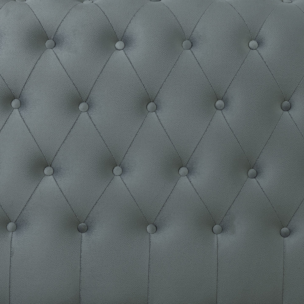 Pat Tapitat Paris, Dimensiune Saltea 160 x 200 Cm, Cu Somiera Rabatabila, Gri Albastrui