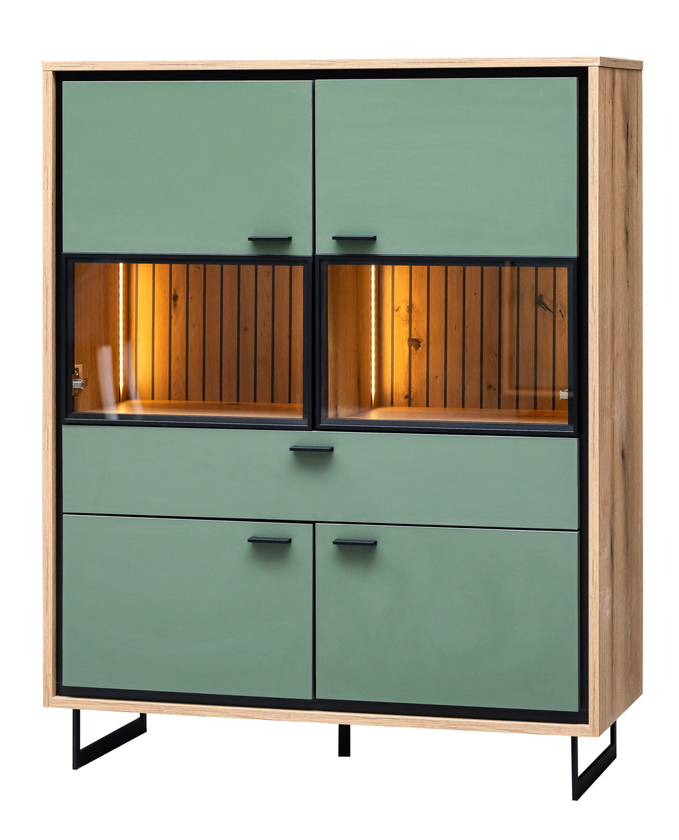 Comoda Bar 4 USi Si 1 Sertar Sonata Smoke Green 105 Cm