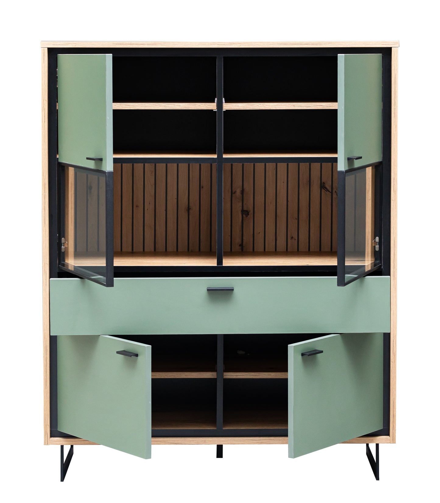 Comoda Bar 4 USi Si 1 Sertar Sonata Smoke Green 105 Cm