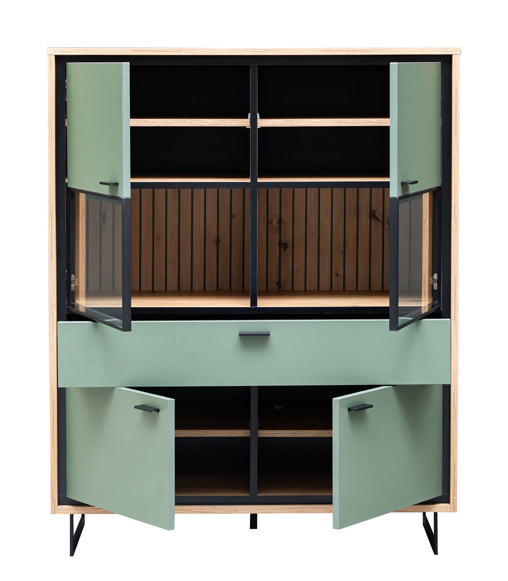 Comoda Bar 4 USi Si 1 Sertar Sonata Smoke Green 105 Cm