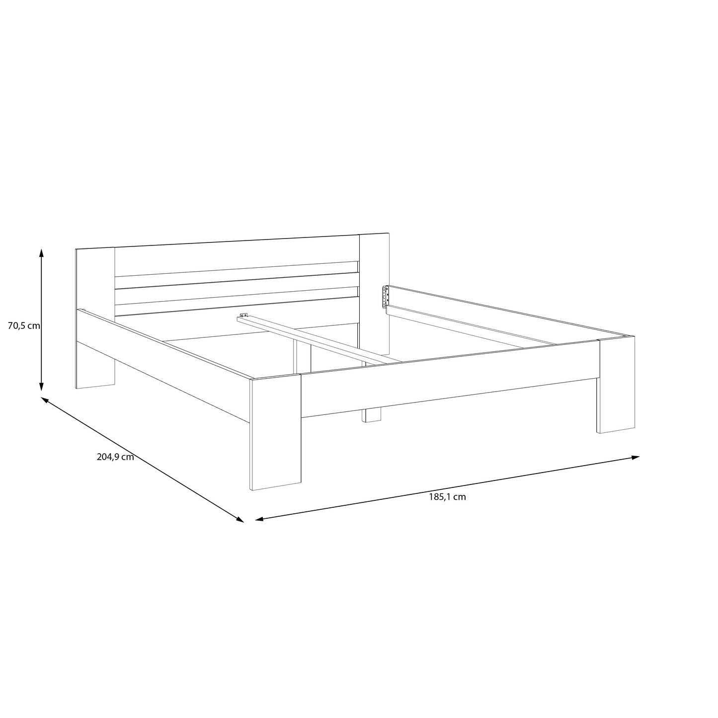 Set Dormitor Praktic, Alb Mat, Dulap 220 Cm, 2 Noptiere Si Pat Cu Dimensiune Saltea 180 x 200 Cm