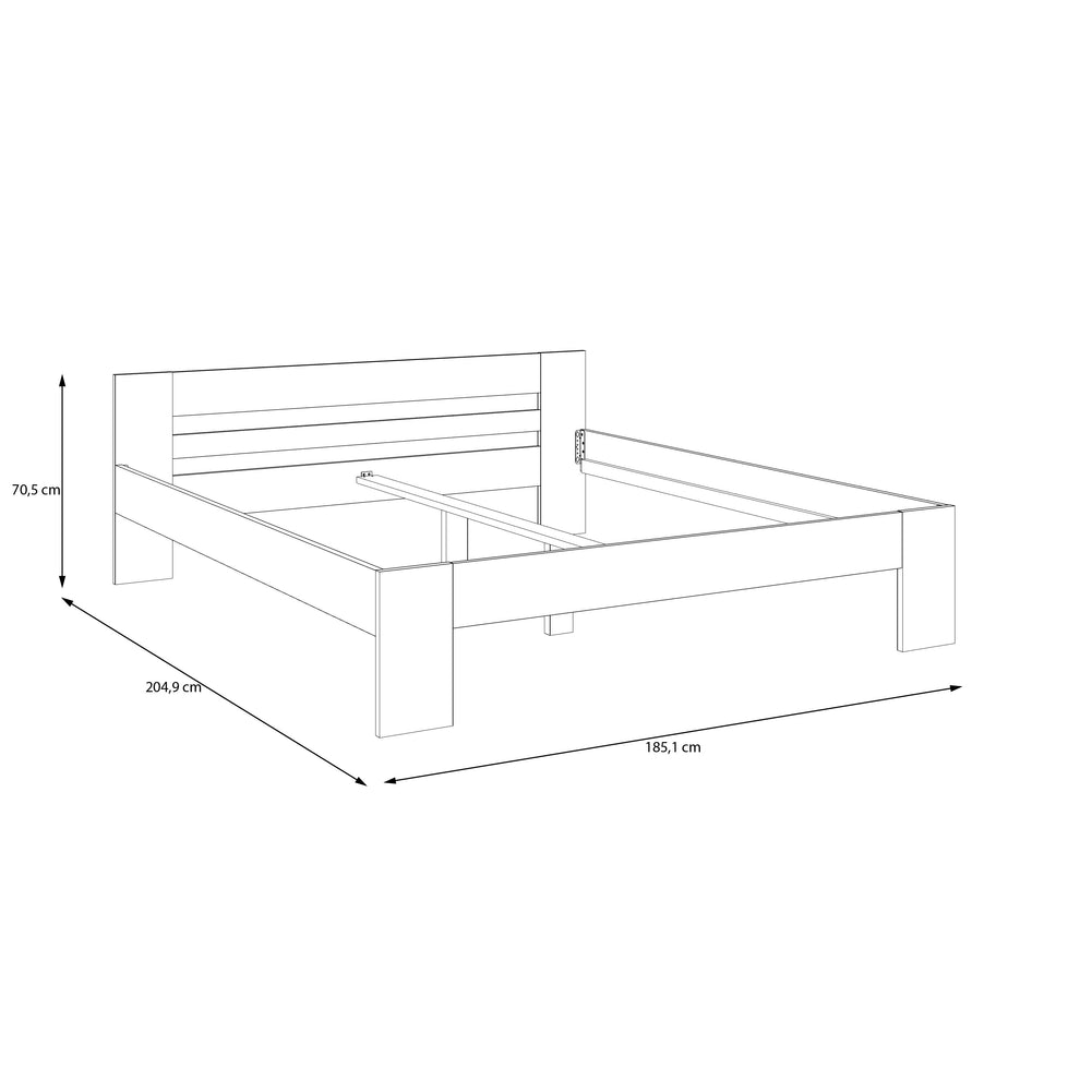 Set Dormitor Praktic, Alb Mat, Dulap 220 Cm, 2 Noptiere Si Pat Cu Dimensiune Saltea 180 x 200 Cm