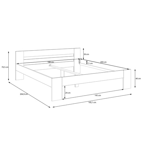 Set Dormitor Praktic, Alb Mat, Dulap 220 Cm, 2 Noptiere Si Pat Cu Dimensiune Saltea 180 x 200 Cm