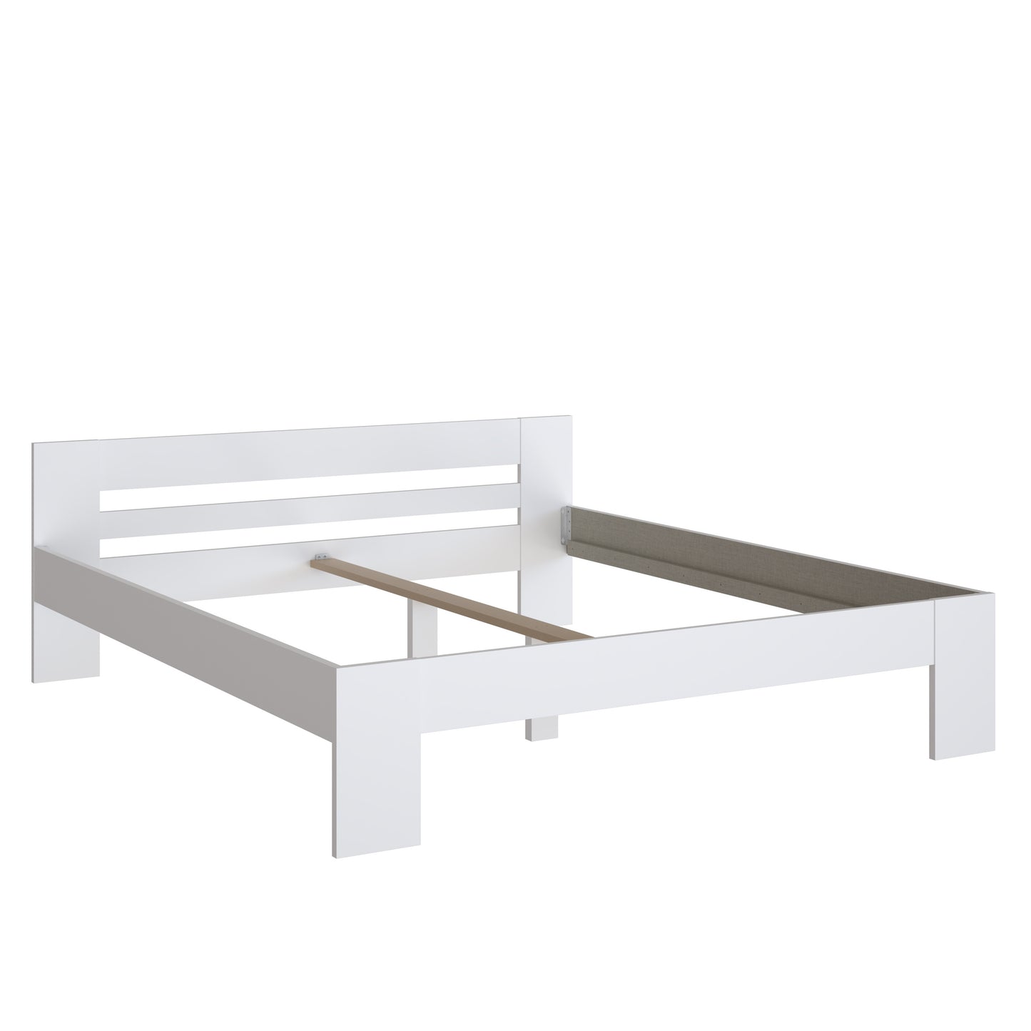 Set Dormitor Praktic, Alb Mat, Dulap 150 Cm, 2 Noptiere, Pat Cu Dimensiune Saltea 180 x 200 Cm