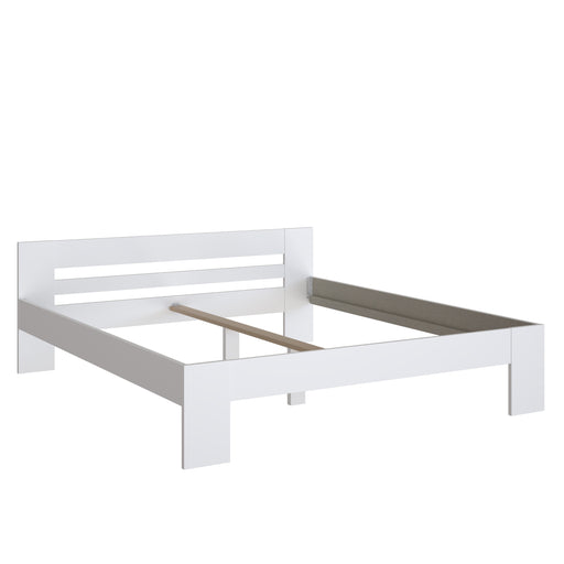Set Dormitor Praktic, Alb Mat, Dulap 150 Cm, 2 Noptiere, Pat Cu Dimensiune Saltea 180 x 200 Cm