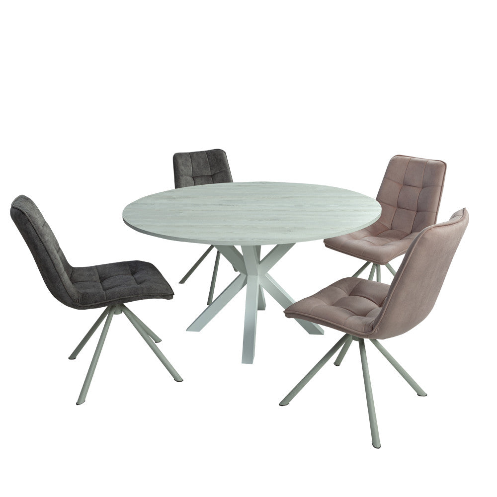 Masa Rotunda Fenix Spider, Gri Loft Si Alb, 130 x 130 x 77.8 Cm