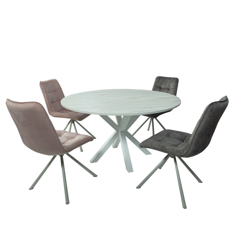 Masa Rotunda Fenix Spider, Gri Loft Si Alb, 130 x 130 x 77.8 Cm