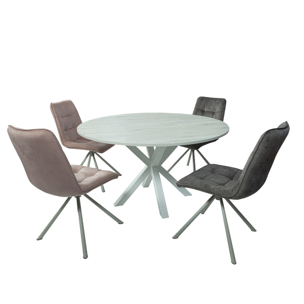 Masa Rotunda Fenix Spider, Gri Loft Si Alb, 130 x 130 x 77.8 Cm