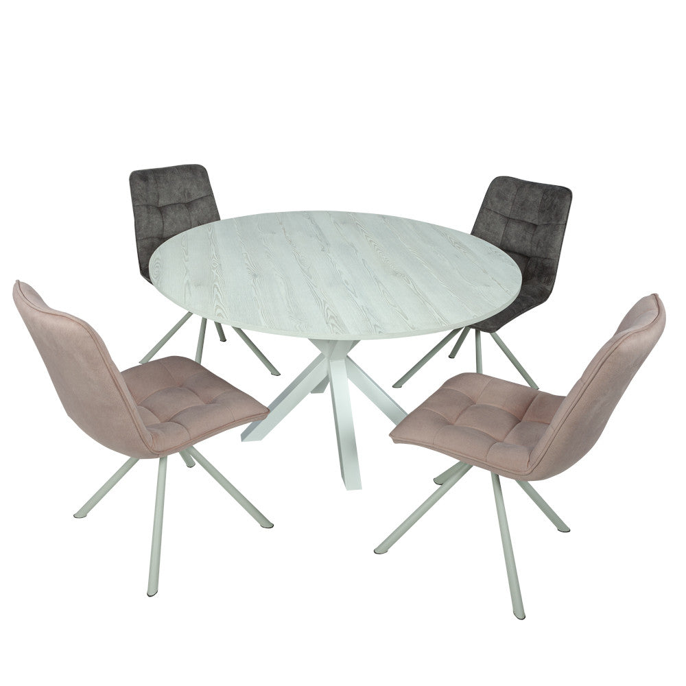 Masa Rotunda Fenix Spider, Gri Loft Si Alb, 130 x 130 x 77.8 Cm