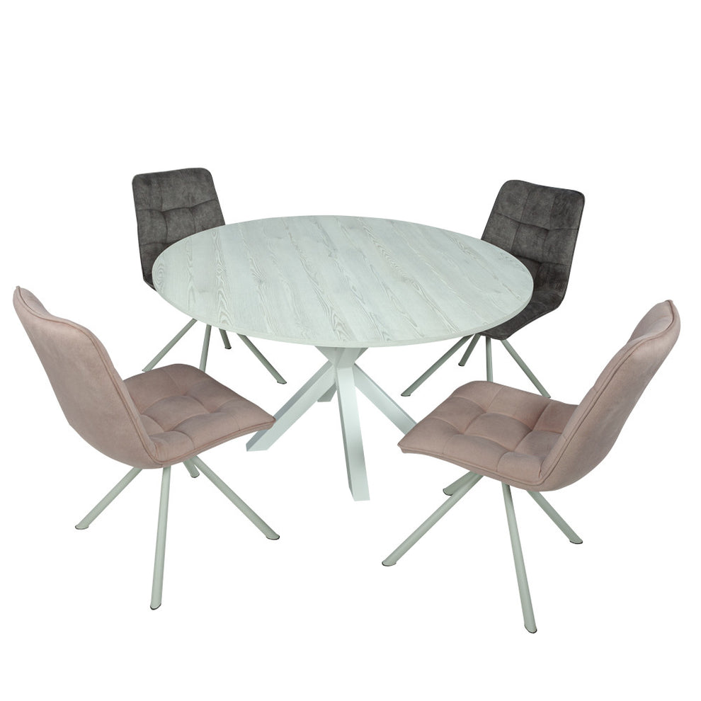 Masa Rotunda Fenix Spider, Gri Loft Si Alb, 130 x 130 x 77.8 Cm