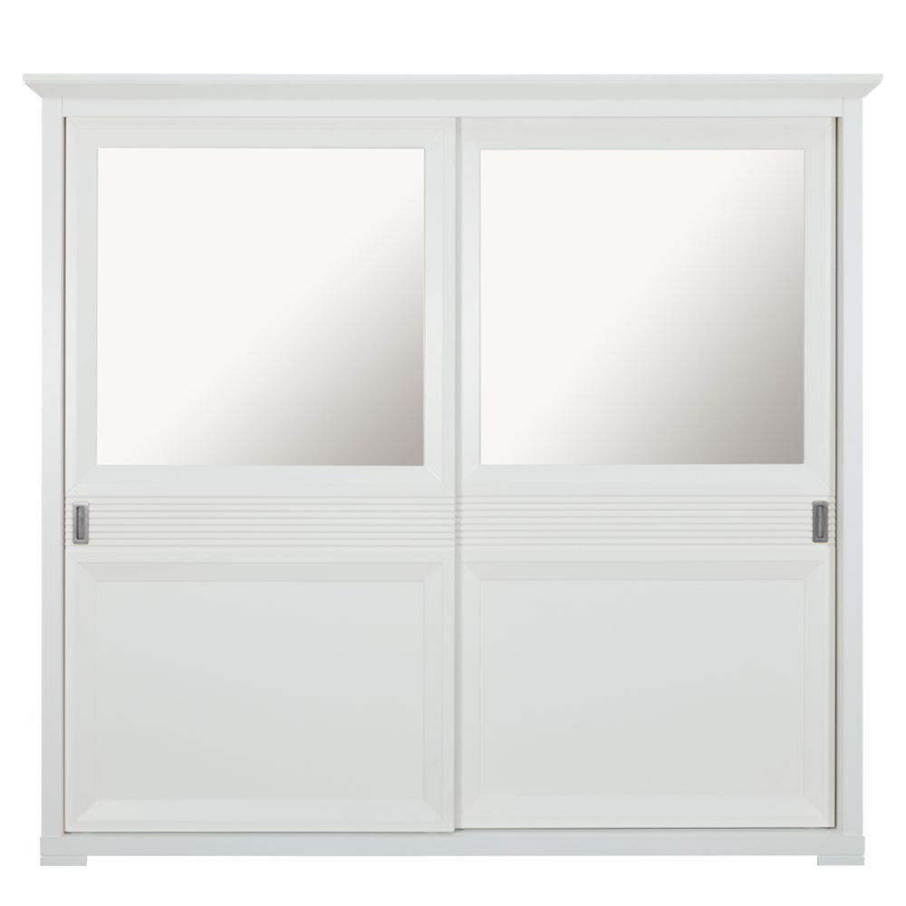 Set Dormitor Verona Bianco, Pat Cu Dimensiune saltea 180 X 200 Cm, 2 Noptiere Si Dulap