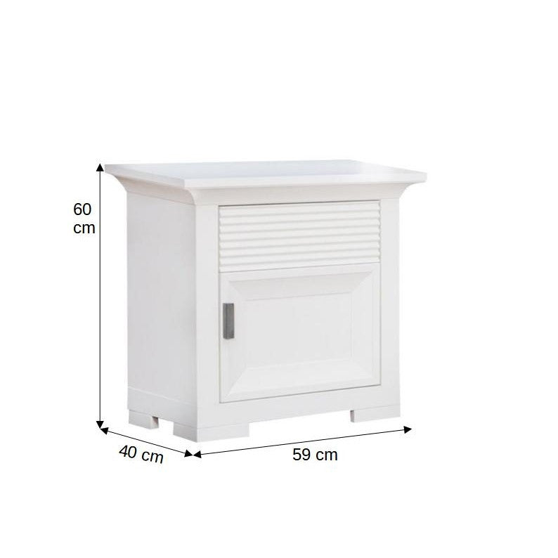 Set Dormitor Verona Bianco, Pat Cu Dimensiune saltea 180 X 200 Cm, 2 Noptiere Si Dulap