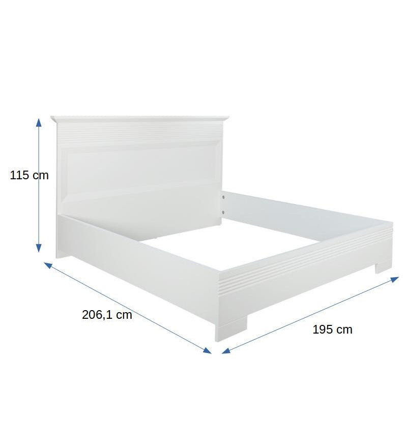 Set Dormitor Verona Bianco, Pat Cu Dimensiune saltea 180 X 200 Cm, 2 Noptiere Si Dulap