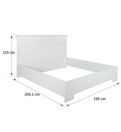 Set Dormitor Verona Bianco, Pat Cu Dimensiune saltea 180 X 200 Cm, 2 Noptiere Si Dulap