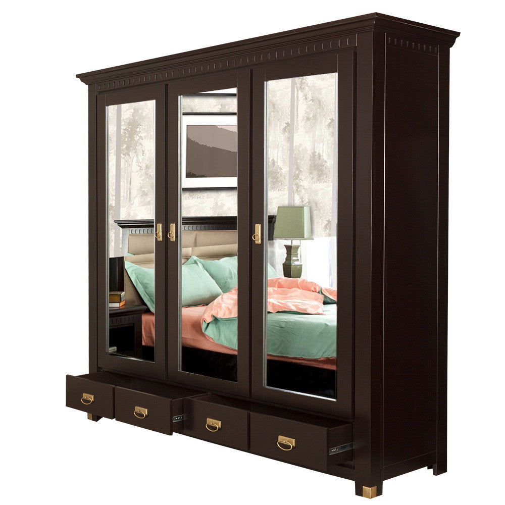 Set Dormitor Saint Tropez Pat Cu Dimensiune Saltea 180 x 200 cm, Dulap De 207.8 Cm, 2 noptiere