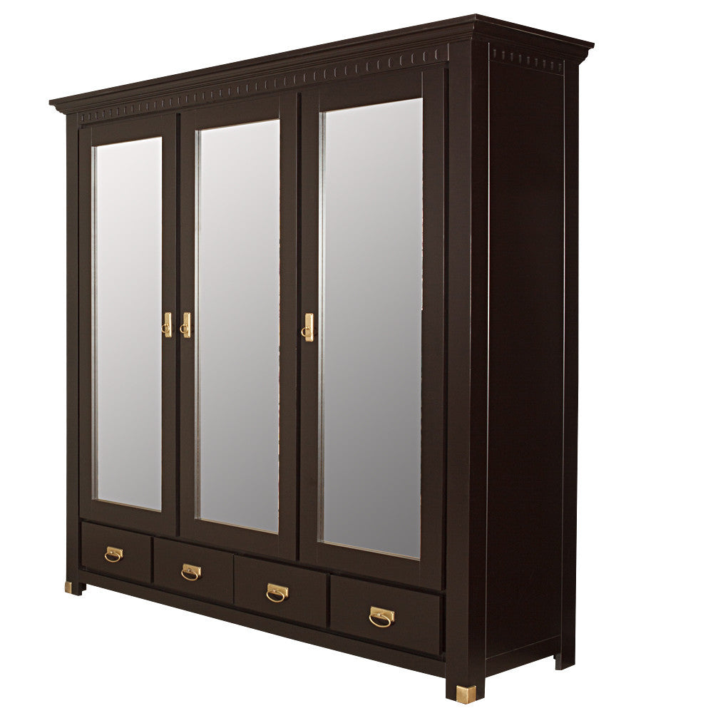 Set Dormitor Saint Tropez, Pat Cu Dimensiune Saltea 160 X 200, Dulap De 180 Cm, 2 Noptiere, Vopsit Negru