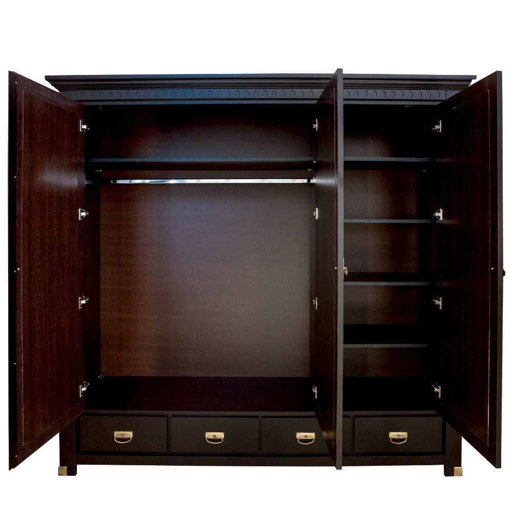 Set Dormitor Saint Tropez, Pat Cu Dimensiune Saltea 180 X 200, Dulap De 180 Cm, 2 Noptiere, Vopsit Negru