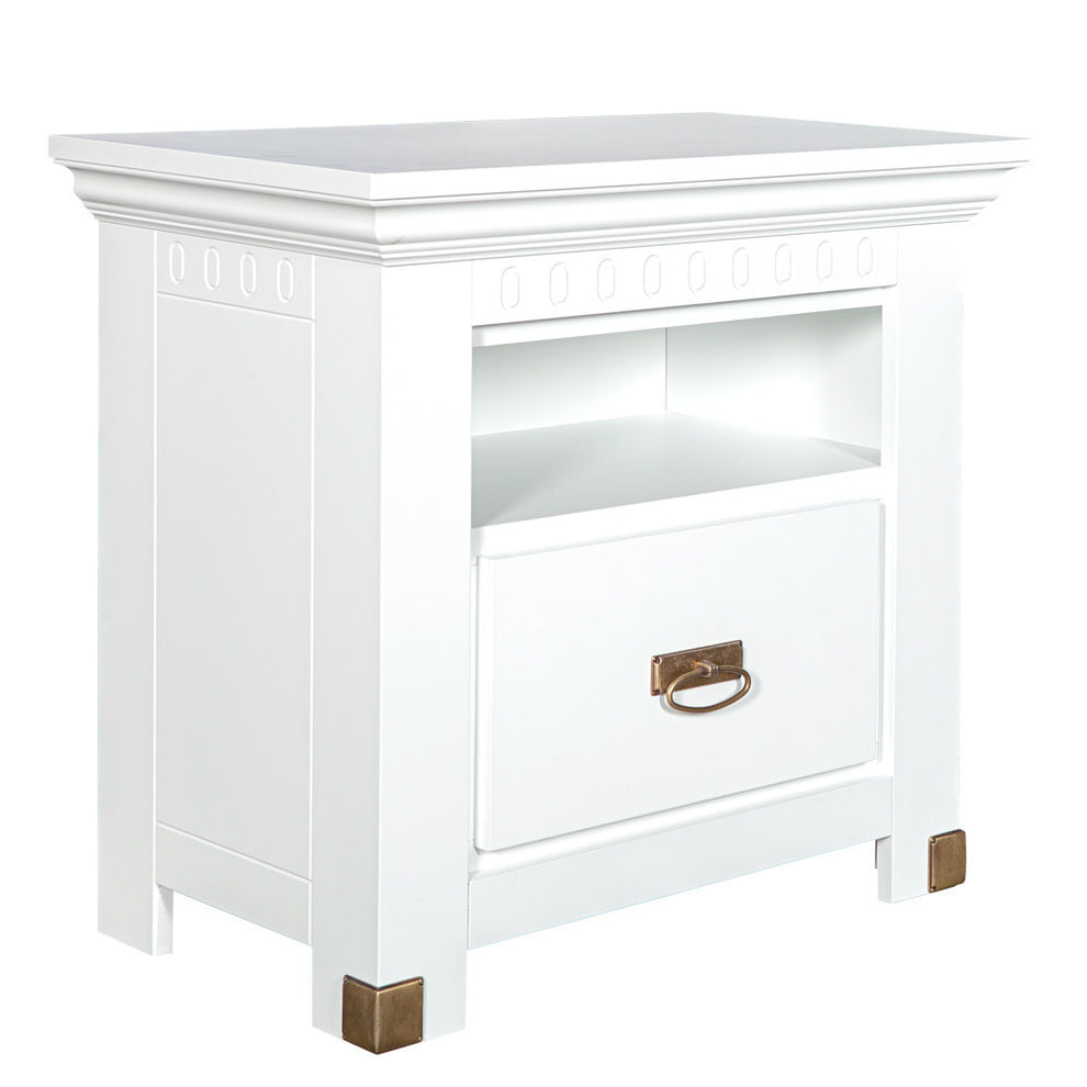 Set Dormitor Saint Tropez, Pat Cu Dimensiune Saltea 180 X 200, Dulap De 207.8 Cm, 2 Noptiere, Vopsit Alb