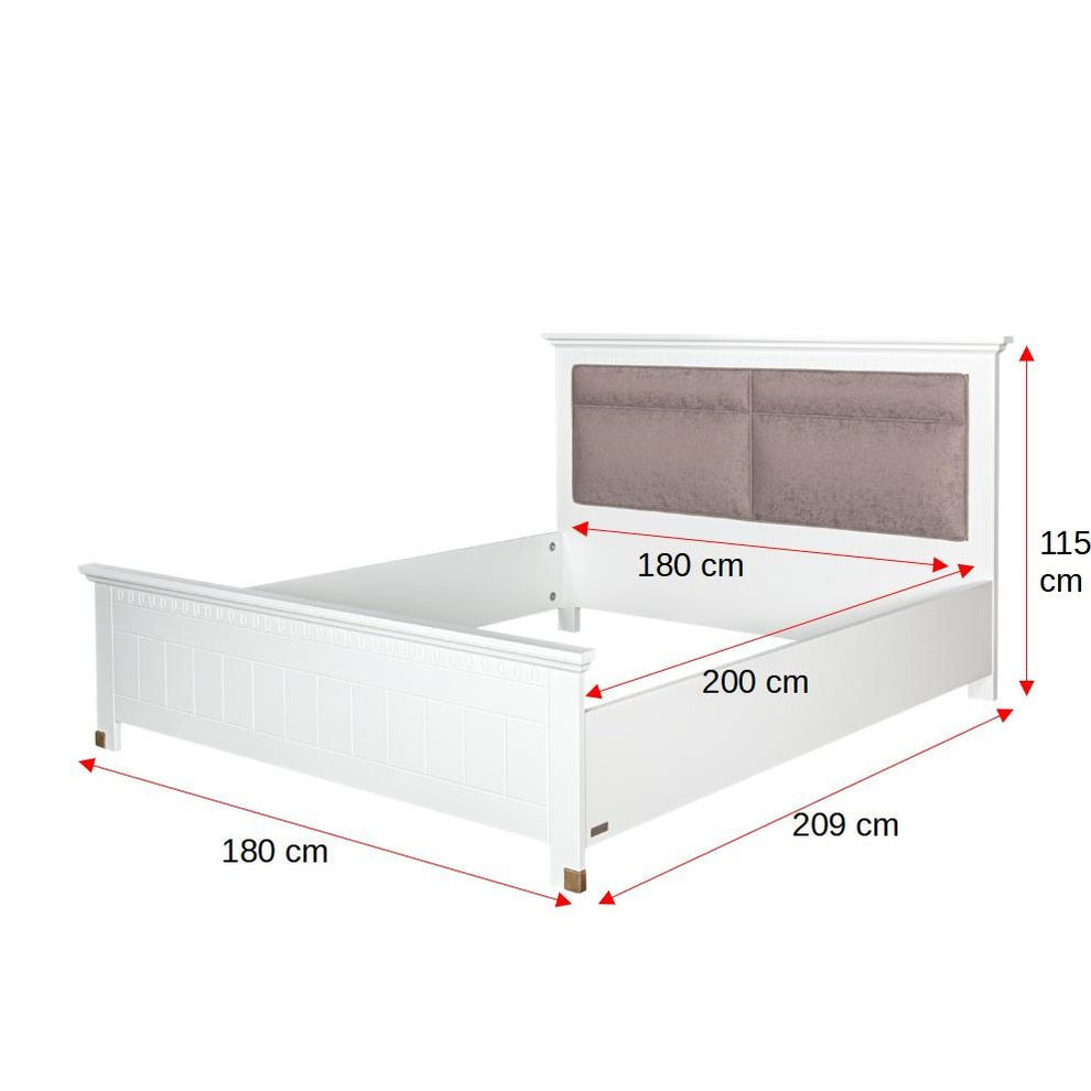 Set Dormitor Saint Tropez, Pat Cu Dimensiune Saltea 180 X 200, Dulap De 180 Cm, 2 Noptiere, Vopsit Alb
