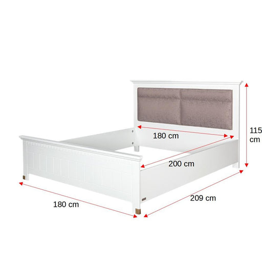 Set Dormitor Saint Tropez, Pat Cu Dimensiune Saltea 180 X 200, Dulap De 207.8 Cm, 2 Noptiere, Vopsit Alb
