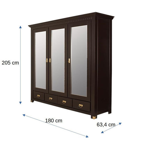 Set Dormitor Saint Tropez, Pat Cu Dimensiune Saltea 180 X 200, Dulap De 180 Cm, 2 Noptiere, Vopsit Negru