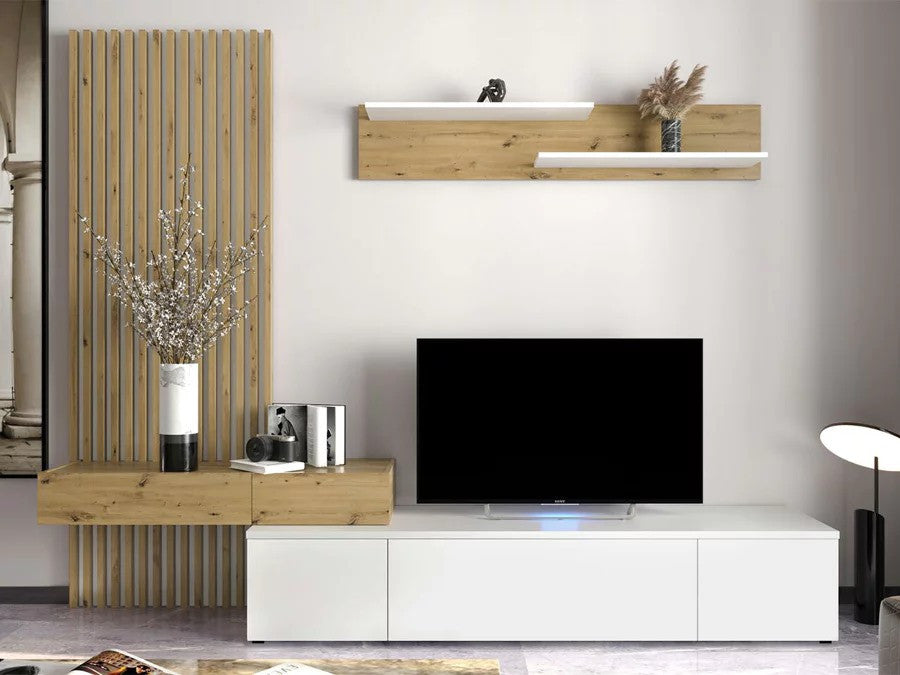 Set Living Reflekt Plus, Alb si Natur, 250 Cm