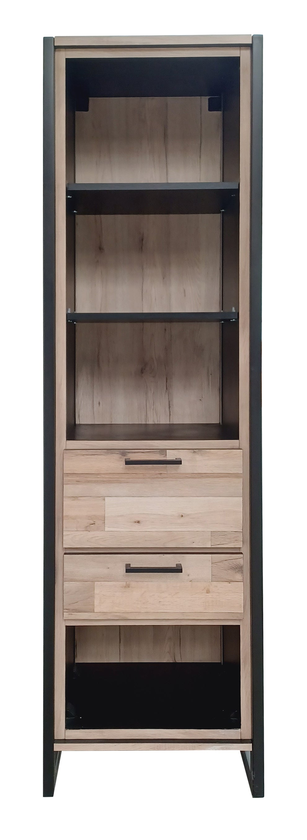 Biblioteca Soho Parchet Cu 1 Usa Si 1 Sertar, Decor Parchet Si Negru, 55 Cm- Resigilat