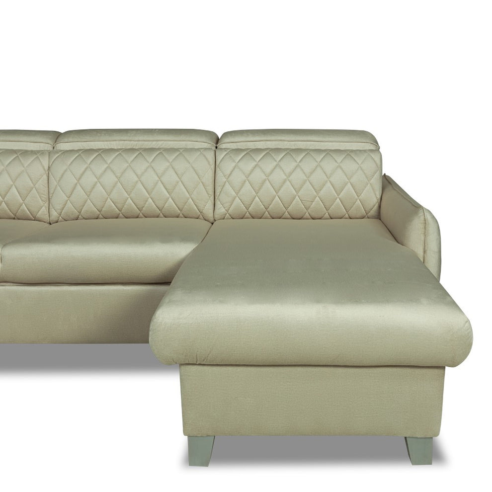 Coltar U Extensibil Tiago, Stanga, 6 Locuri, Tetiere Reglabile, Crem 330 Cm