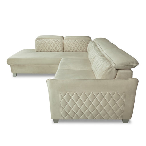 Coltar Extensibil Cu Otoman Stanga Tiago, 5 Locuri, Tetiere Reglabile, Crem, 255 Cm