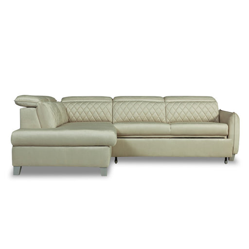 Coltar Extensibil Cu Otoman Stanga Tiago, 5 Locuri, Tetiere Reglabile, Crem, 255 Cm