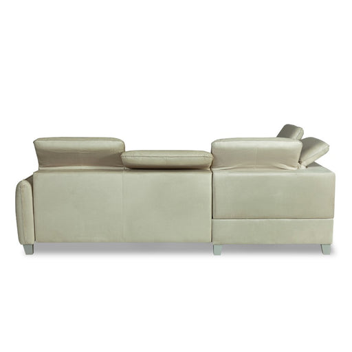 Coltar Extensibil Cu Otoman Stanga Tiago, 5 Locuri, Tetiere Reglabile, Crem, 255 Cm