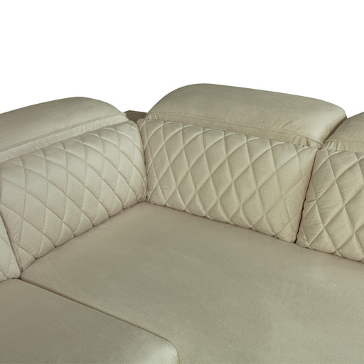Coltar U Extensibil Cu Lada Tiago, Stanga, 6 Locuri, Tetiere Reglabile, Crem 330 Cm